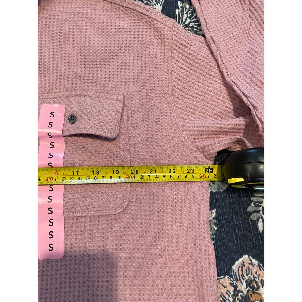 Buffalo Waffle Button Up Womens Small Midday Rose NEW Long Sleeve Knit Shirt - Picture 7 of 12